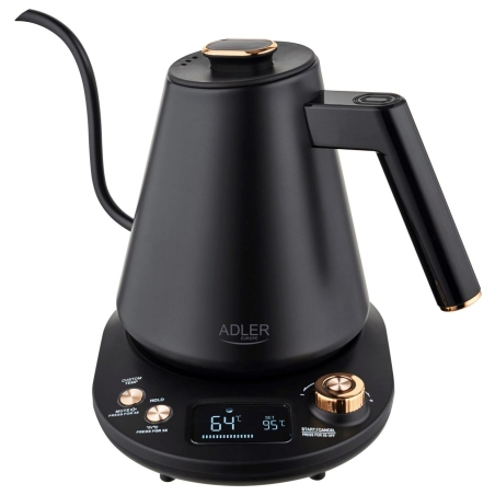 Adler Kettle | AD 1349 | Electric | 1100 W | 1 L | Stainless steel | 360° rotational base | Black/Gold
