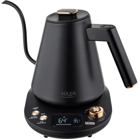 Adler Kettle | AD 1349 | Electric | 1100 W | 1 L | Stainless steel | 360° rotational base | Black/Gold