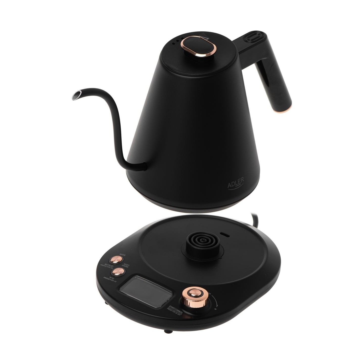 Adler Kettle | AD 1349 | Electric | 1100 W | 1 L | Stainless steel | 360° rotational base | Black/Gold