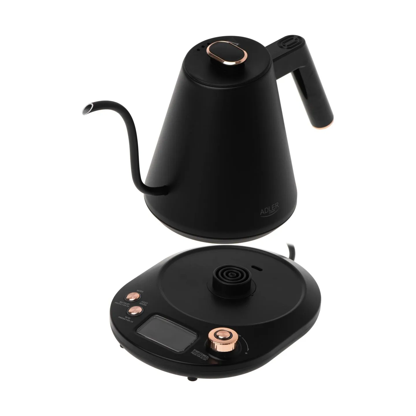 Adler Kettle | AD 1349 | Electric | 1100 W | 1 L | Stainless steel | 360° rotational base | Black/Gold