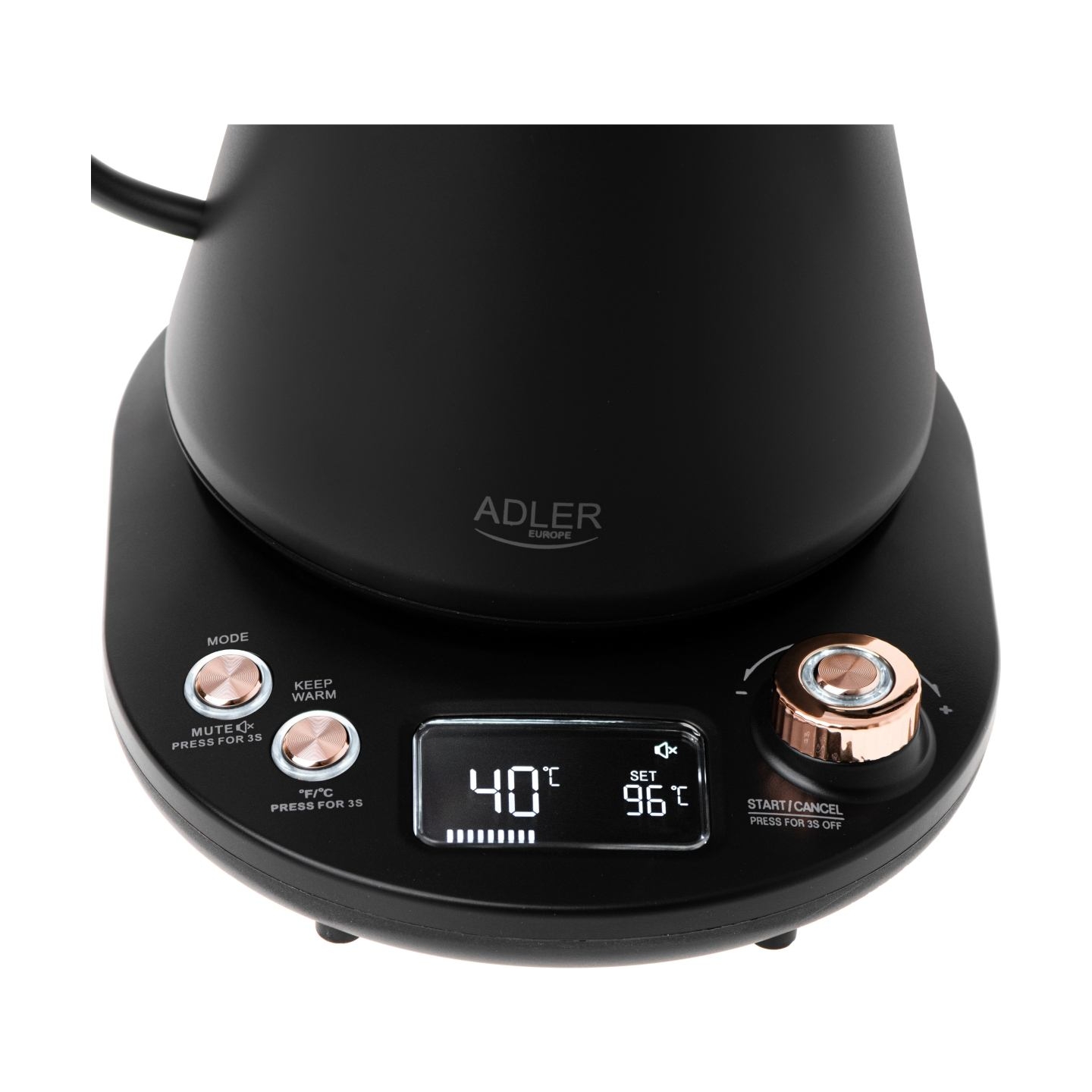 Adler Kettle | AD 1349 | Electric | 1100 W | 1 L | Stainless steel | 360° rotational base | Black/Gold
