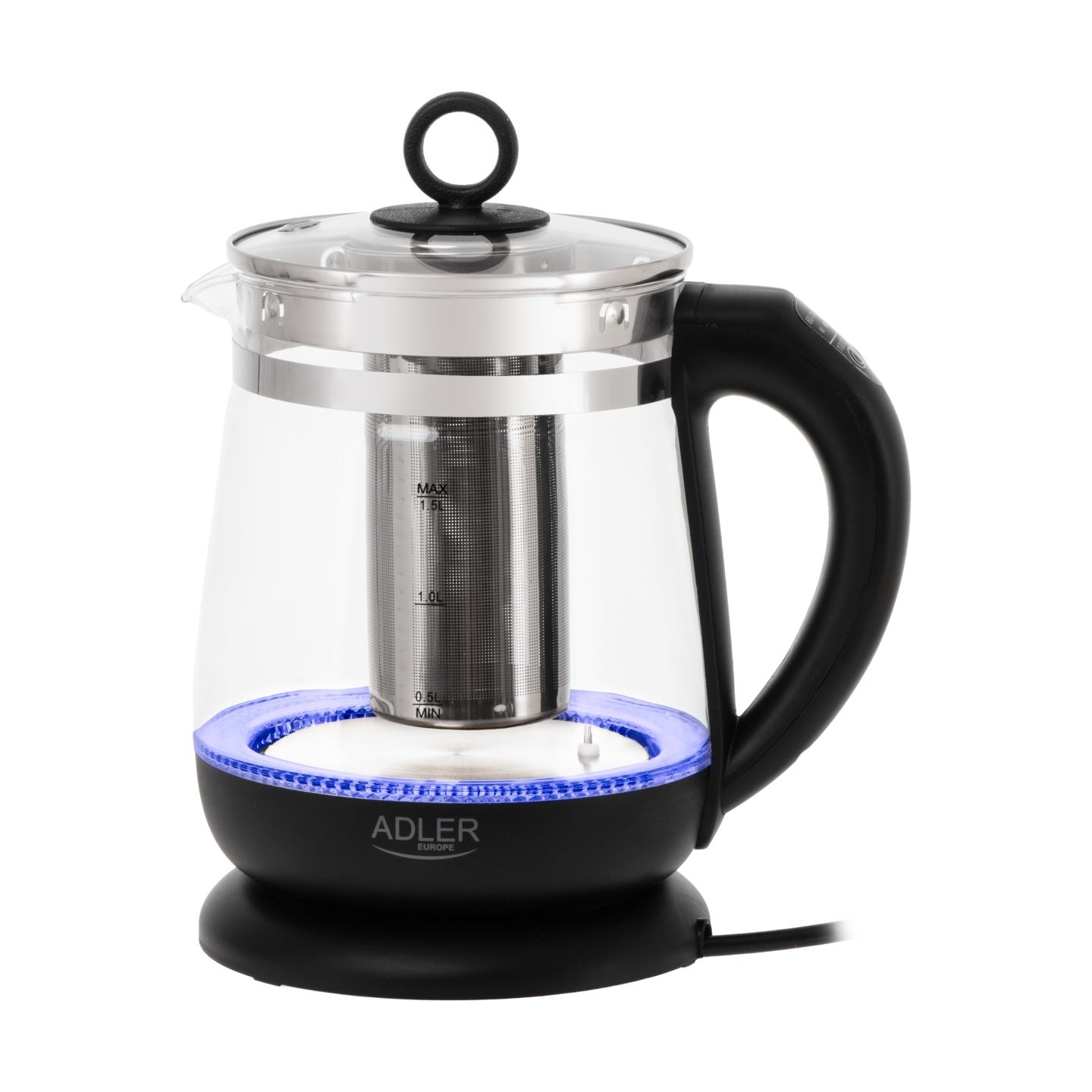 Adler Kettle | AD 1299 | Electric | 2200 W | 1.5 L | Glass | 360° rotational base | Black