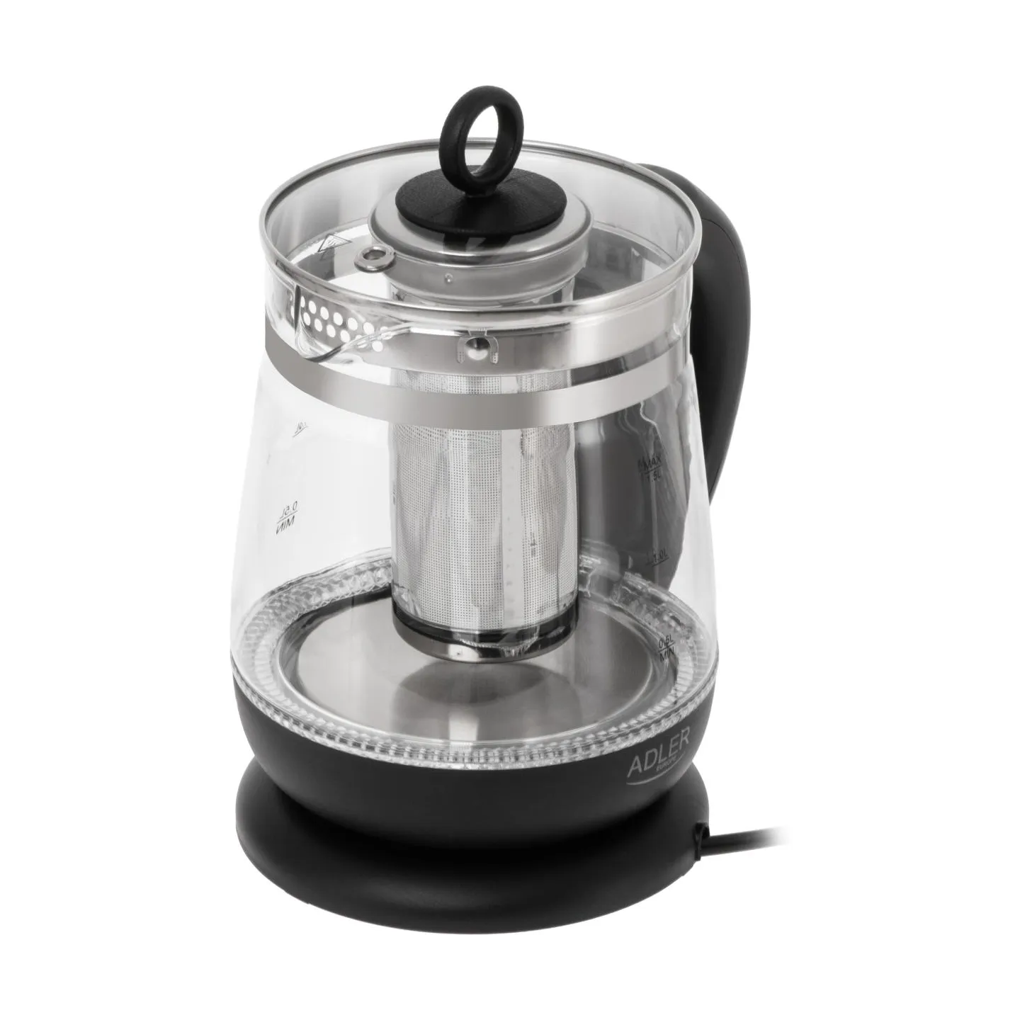 Adler Kettle | AD 1299 | Electric | 2200 W | 1.5 L | Glass | 360° rotational base | Black