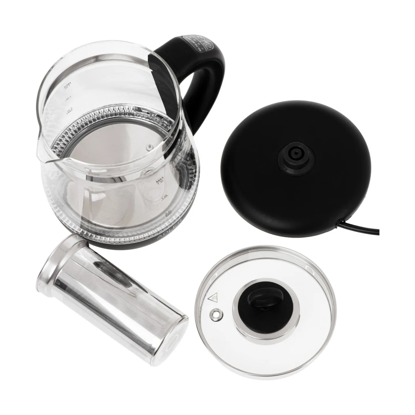 Adler Kettle | AD 1299 | Electric | 2200 W | 1.5 L | Glass | 360° rotational base | Black