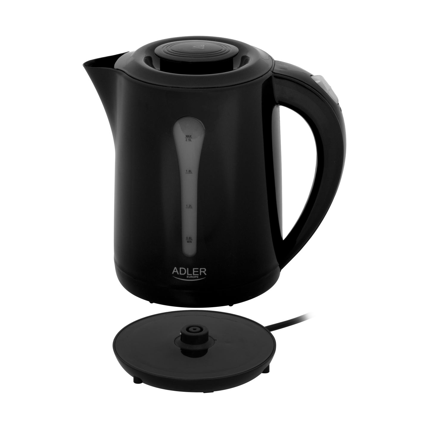 Adler Kettle | AD 1244 | Electric | 1850 W | 2.5 L | Plastic | 360° rotational base | Black