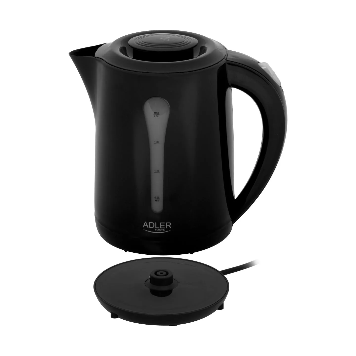 Adler Kettle | AD 1244 | Electric | 1850 W | 2.5 L | Plastic | 360° rotational base | Black