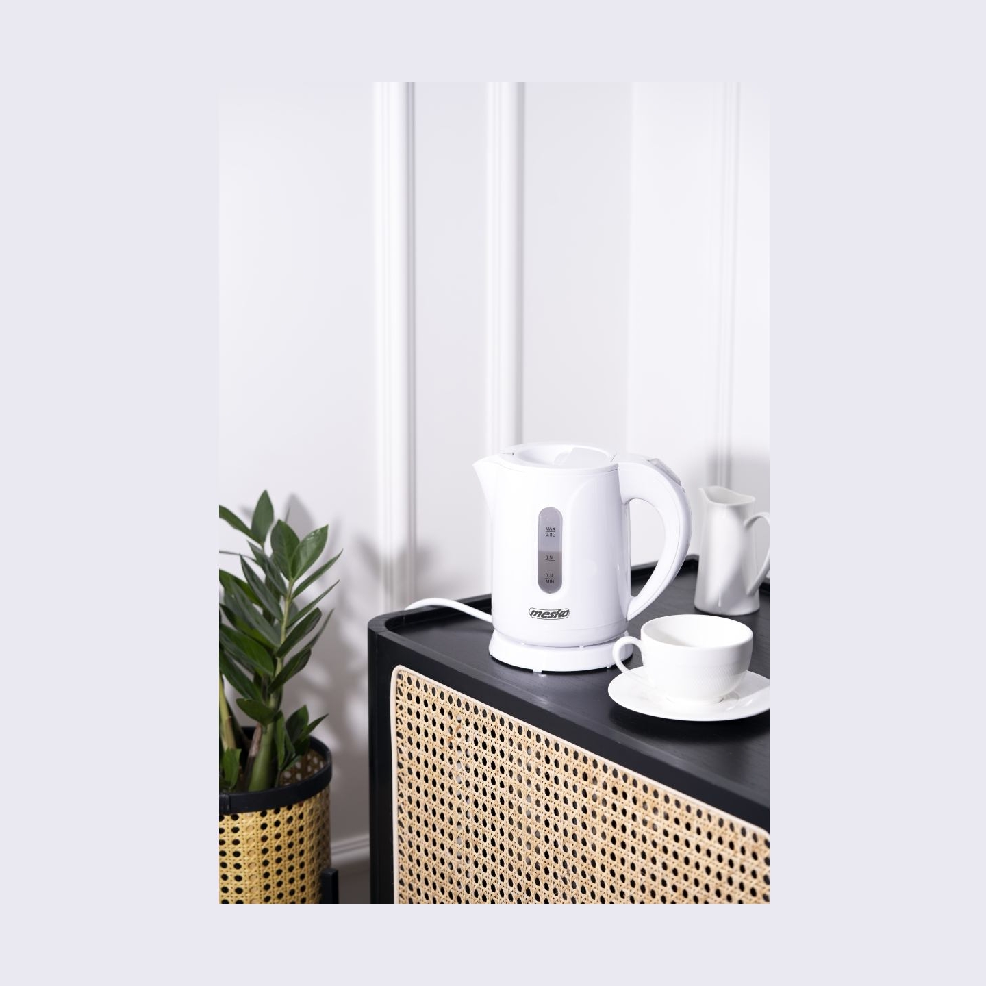 Mesko Kettle | MS 1376 | Electric | 850 W | 0.8 L | Plastic | 360° rotational base | White
