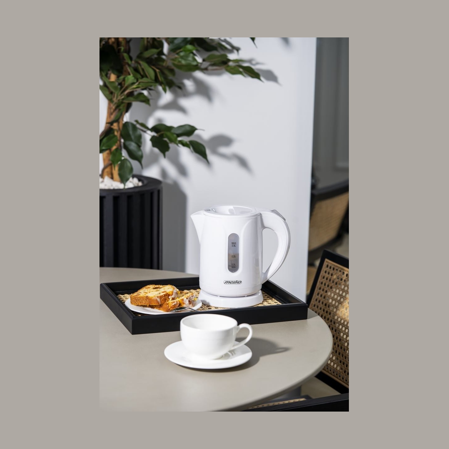 Mesko Kettle | MS 1376 | Electric | 850 W | 0.8 L | Plastic | 360° rotational base | White