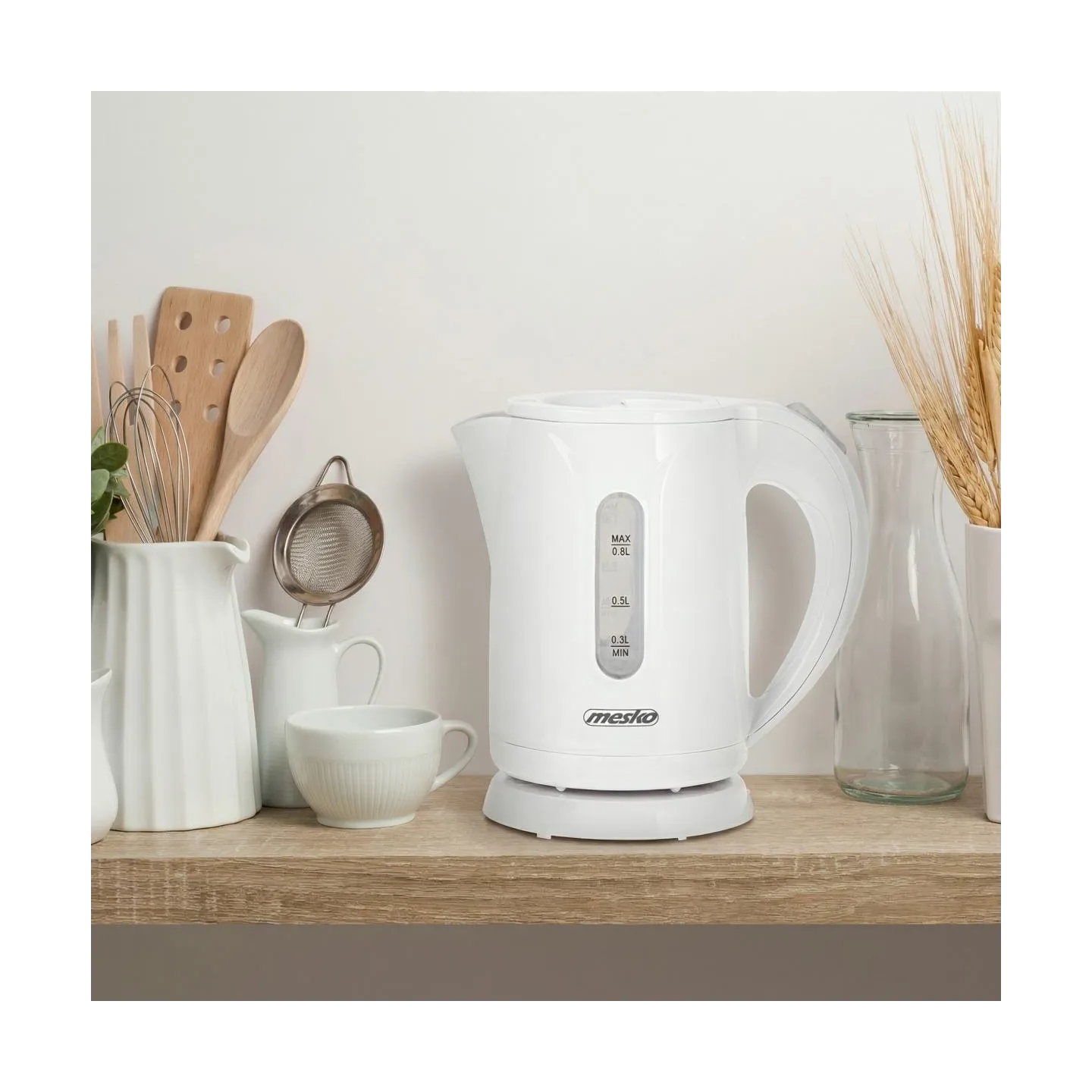 Mesko Kettle | MS 1376 | Electric | 850 W | 0.8 L | Plastic | 360° rotational base | White