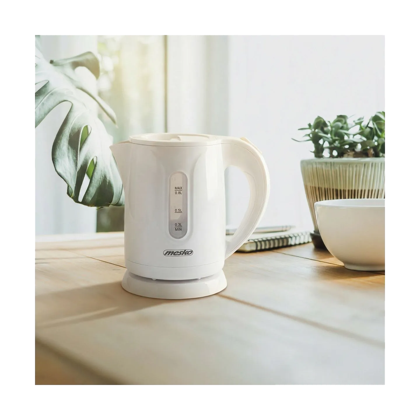 Mesko Kettle | MS 1376 | Electric | 850 W | 0.8 L | Plastic | 360° rotational base | White