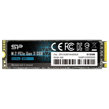 Silicon Power | A60 | 512 GB | Solid-state drive interface M.2 NVME | Read speed 2200 MB/s | Write speed 1600 MB/s