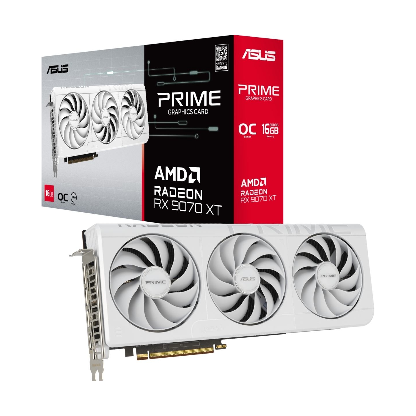Asus Prime Radeon RX 9070 XT White OC Edition 16GB GDDR6 | AMD | 16 GB | Radeon RX 9070 XT | GDDR6 | HDMI ports quantity 1 | PCI
