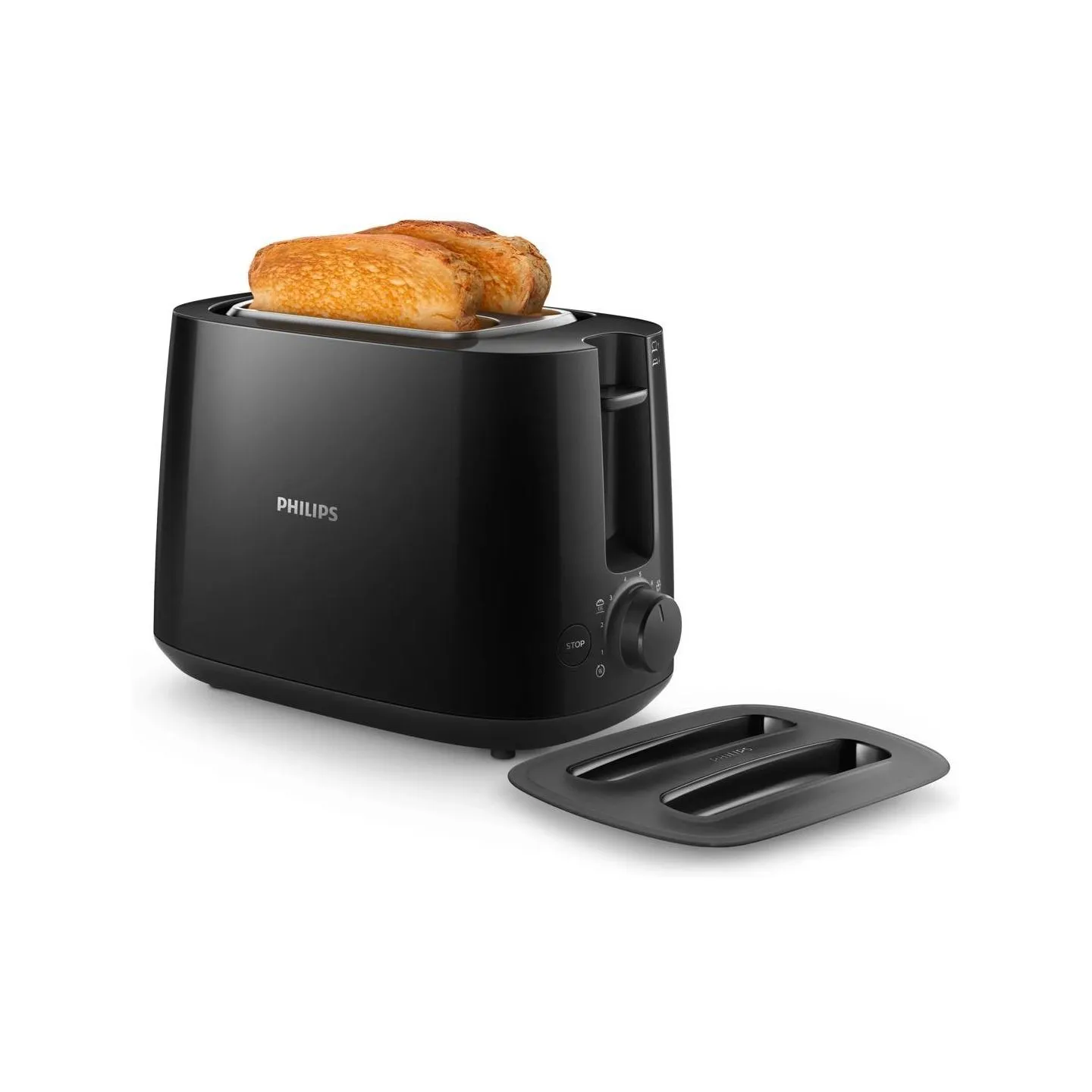 Philips Daily Collection Toaster HD2582/90 8 settings Integrated bun warming rack Compact design Dust cover / HD2582/90