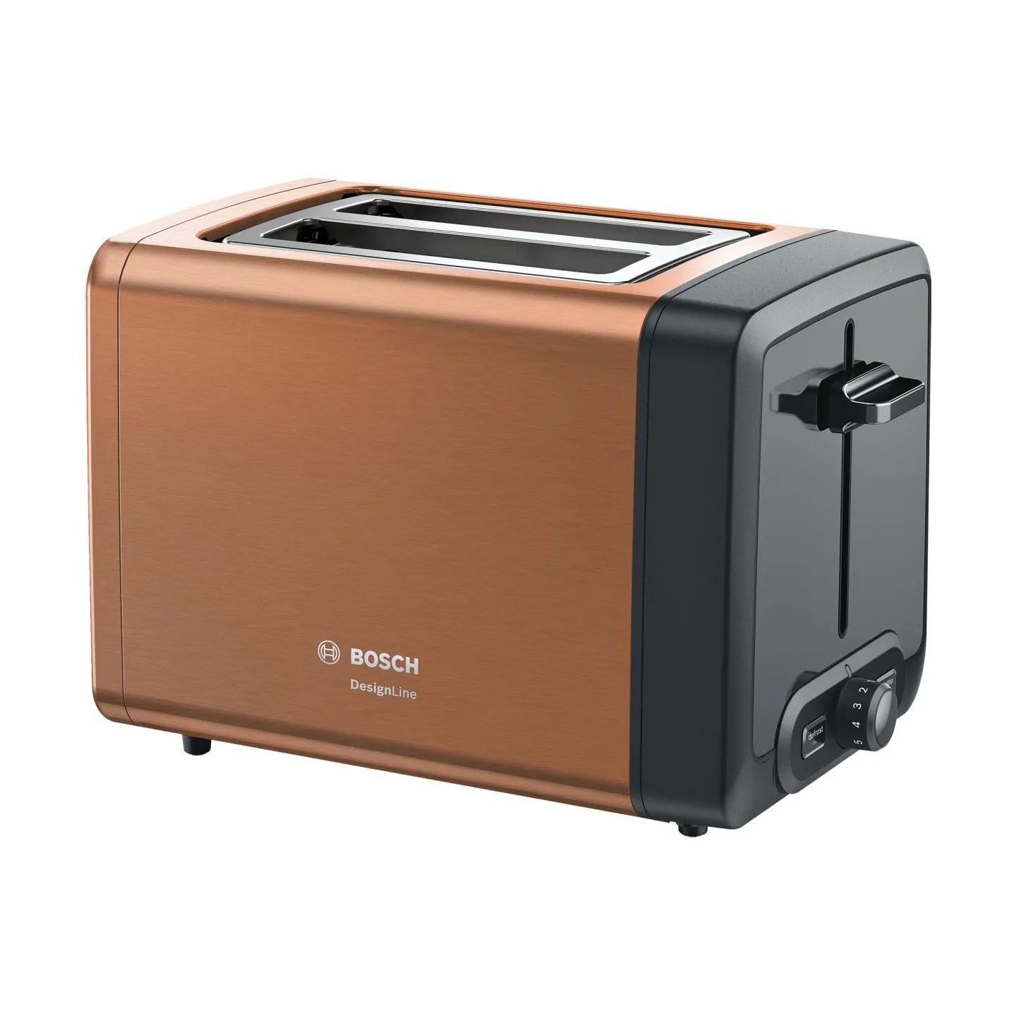 Bosch | DesignLine Toaster | TAT4P429 | Power 970 W | Number of slots 2 | Housing material Stainless Steel | Copper/Black