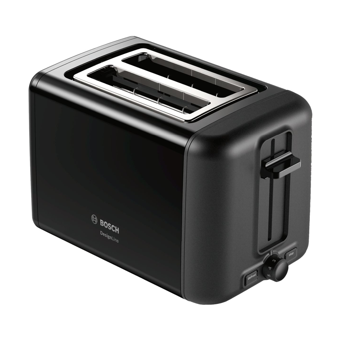 Bosch | DesignLine Toaster | TAT3P423 | Power 970 W | Number of slots 2 | Housing material Stainless steel | Black