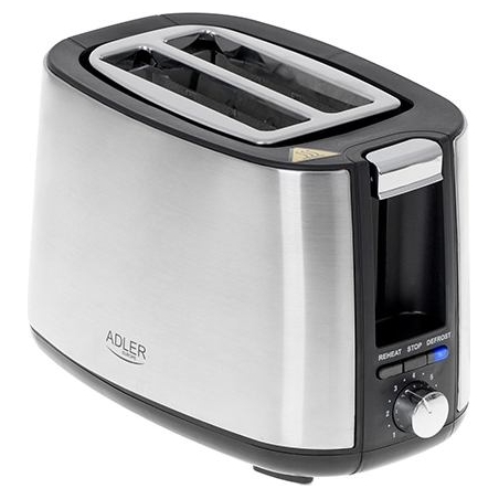 Adler | Toaster | AD 3214 | Power 750 W | Number of slots 2 | Housing material Stainless steel | Silver