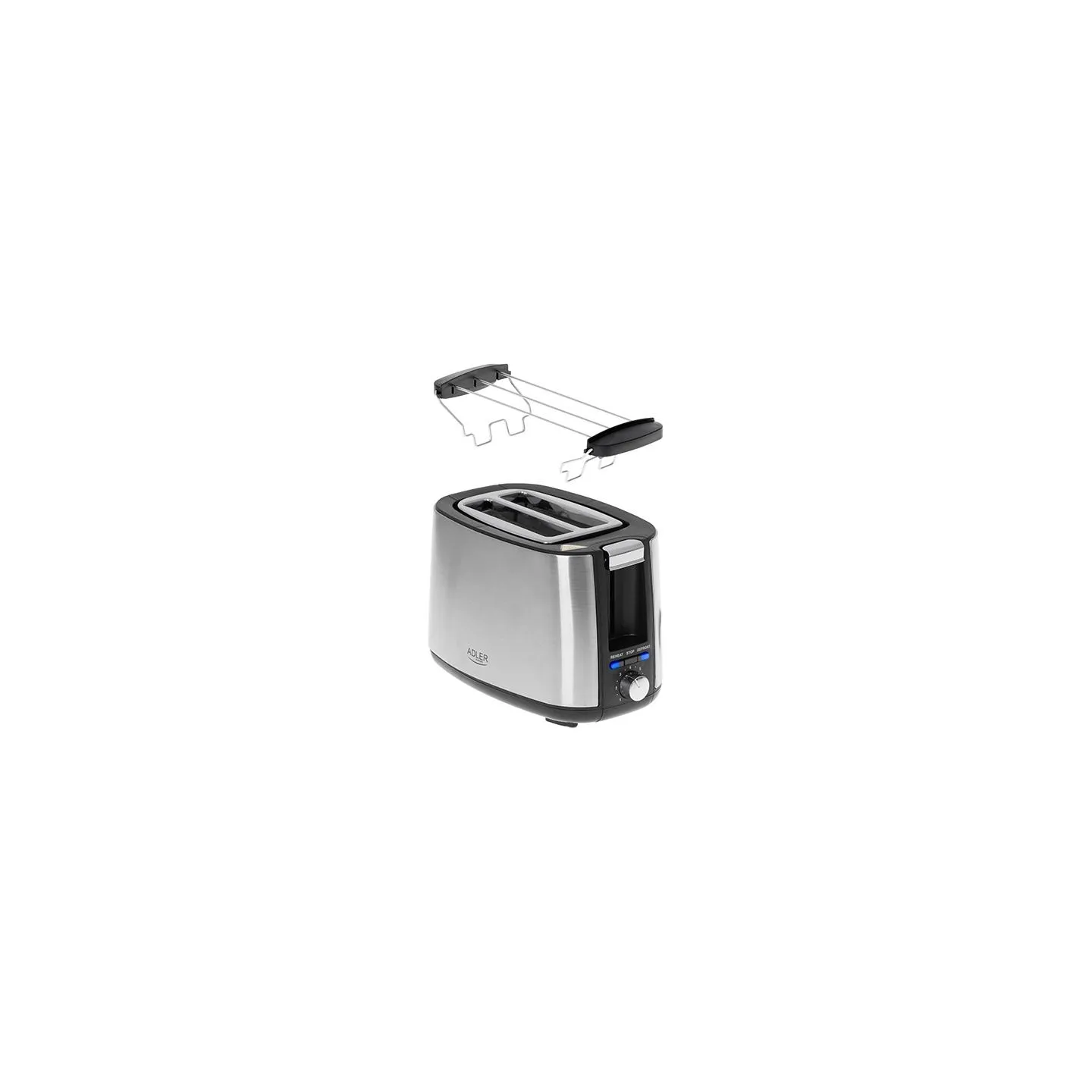 Adler | Toaster | AD 3214 | Power 750 W | Number of slots 2 | Housing material Stainless steel | Silver