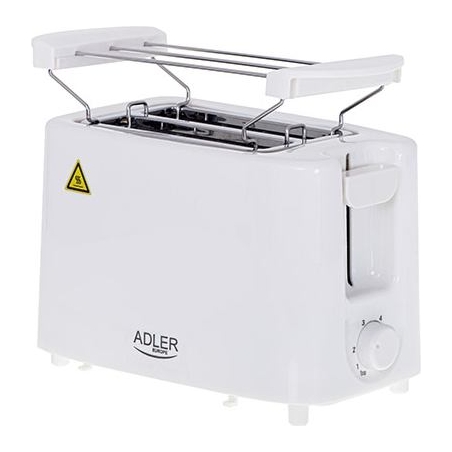 Adler | Toaster | AD 3223 | Power 750 W | Number of slots 2 | Housing material Plastic | White