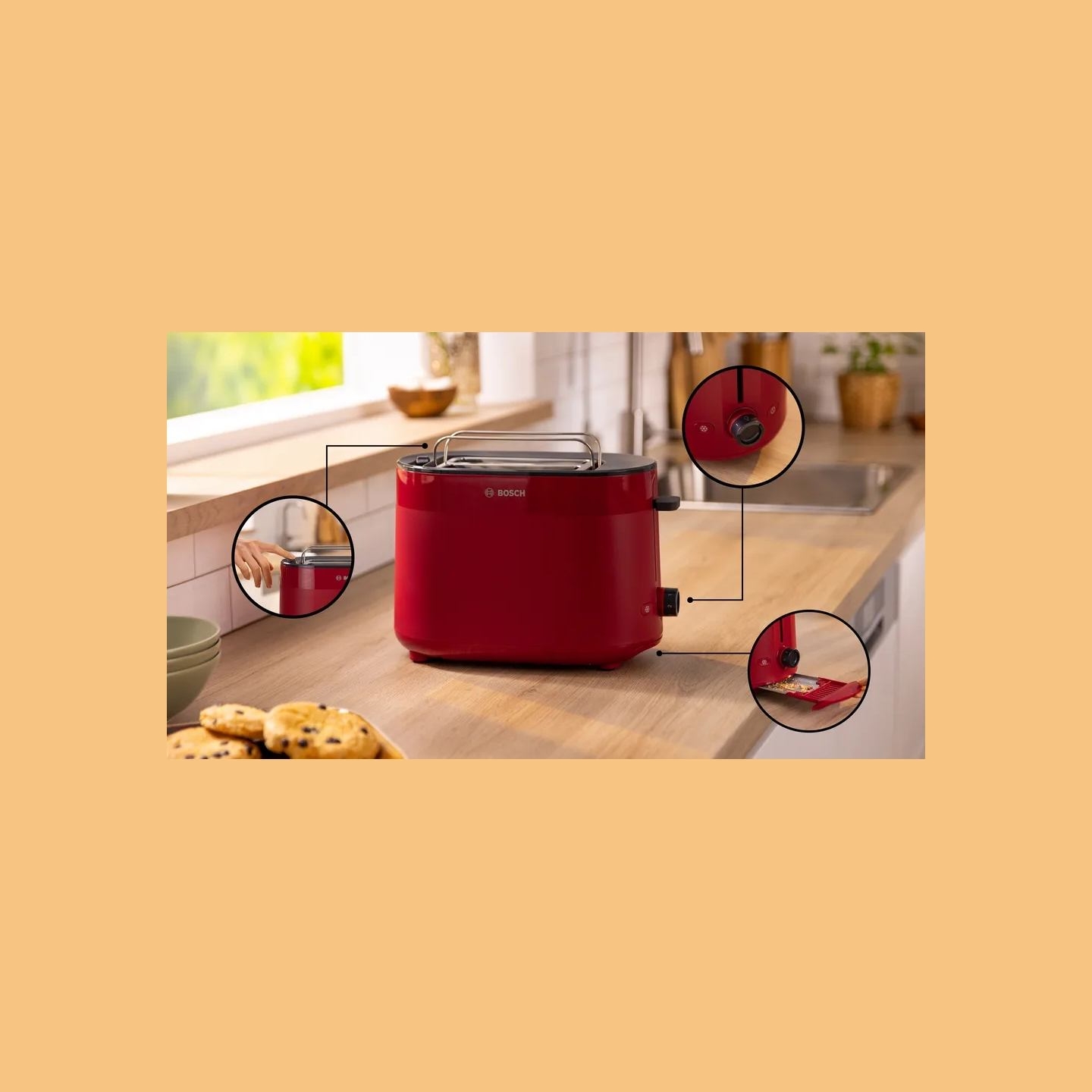 Bosch Compact Toaster | TAT2M124 MyMoment | Power 950 W | Number of slots 2 | Housing material Plastic | Red