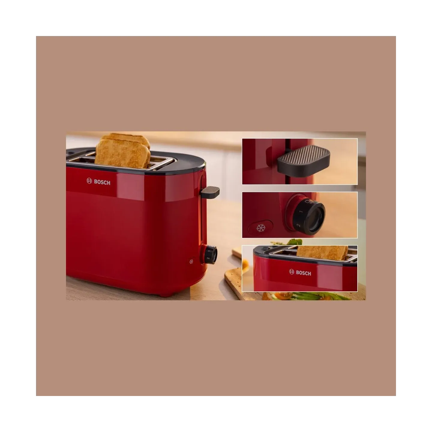 Bosch Compact Toaster | TAT2M124 MyMoment | Power 950 W | Number of slots 2 | Housing material Plastic | Red