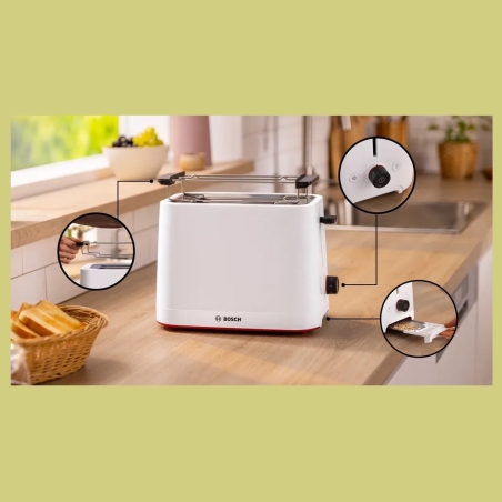 Bosch Compact Toaster | TAT3M121 MyMoment | Number of slots 2 | Housing material Plastic | White