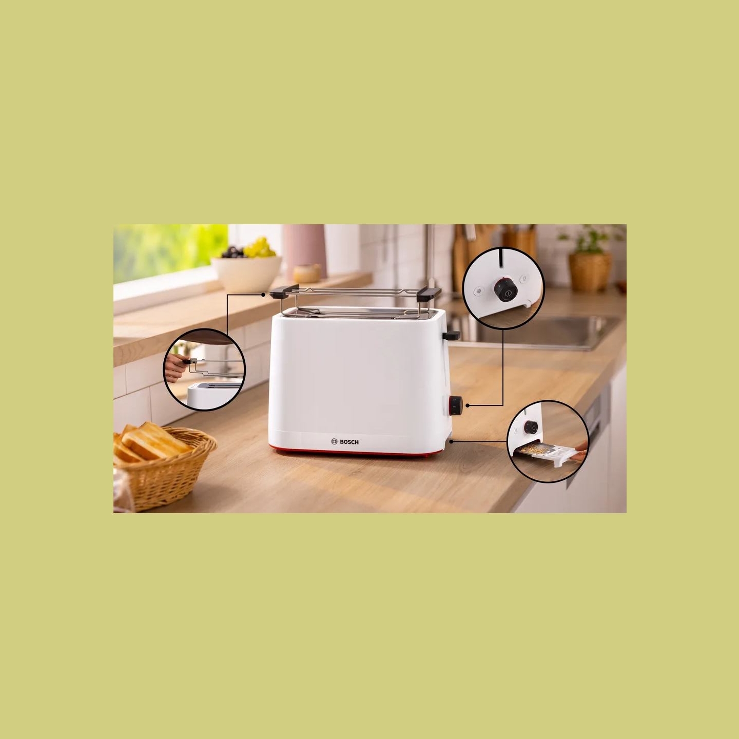 Bosch Compact Toaster | TAT3M121 MyMoment | Number of slots 2 | Housing material Plastic | White