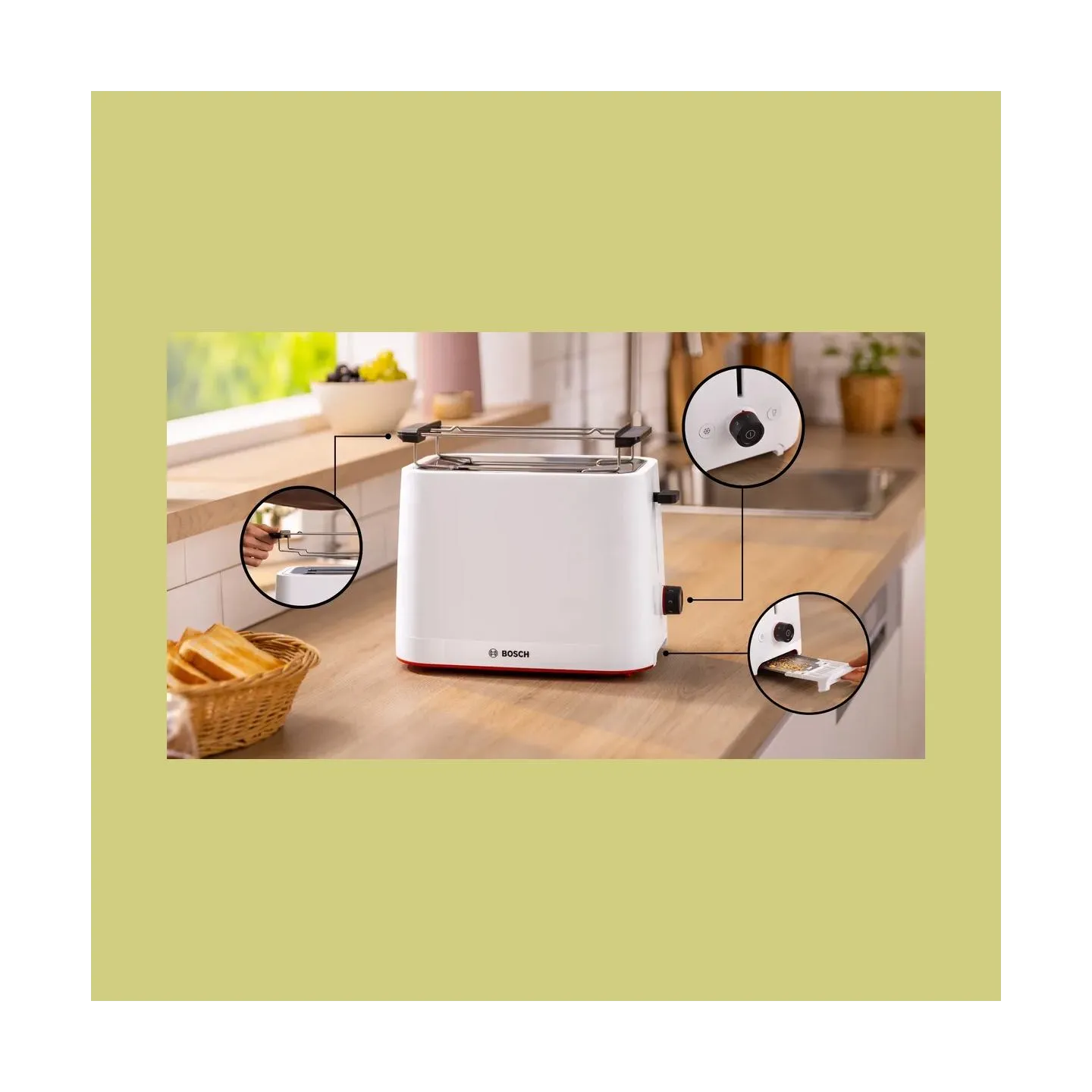 Bosch Compact Toaster | TAT3M121 MyMoment | Number of slots 2 | Housing material Plastic | White