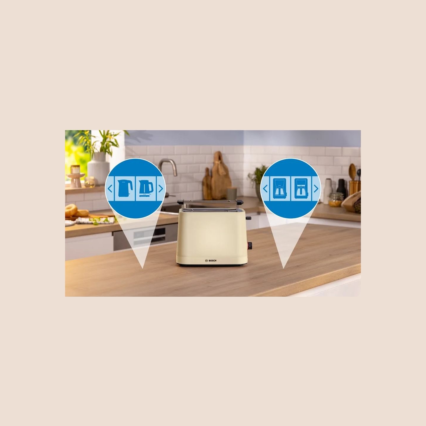 Bosch Compact Toaster | TAT3M127 MyMoment | Number of slots 2 | Housing material Plastic | Beige