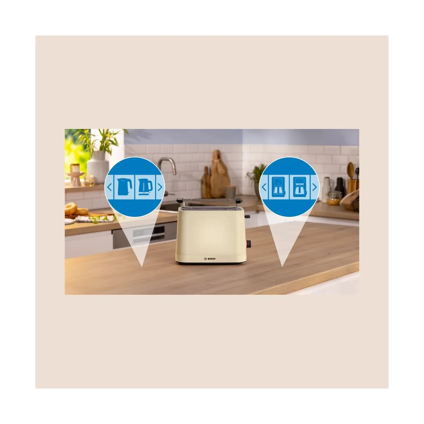 Bosch Compact Toaster | TAT3M127 MyMoment | Number of slots 2 | Housing material Plastic | Beige
