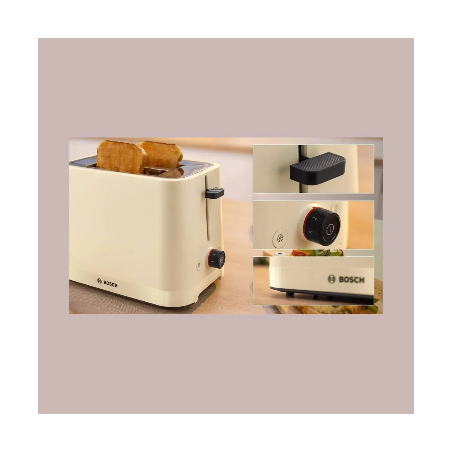 Bosch Compact Toaster | TAT3M127 MyMoment | Number of slots 2 | Housing material Plastic | Beige