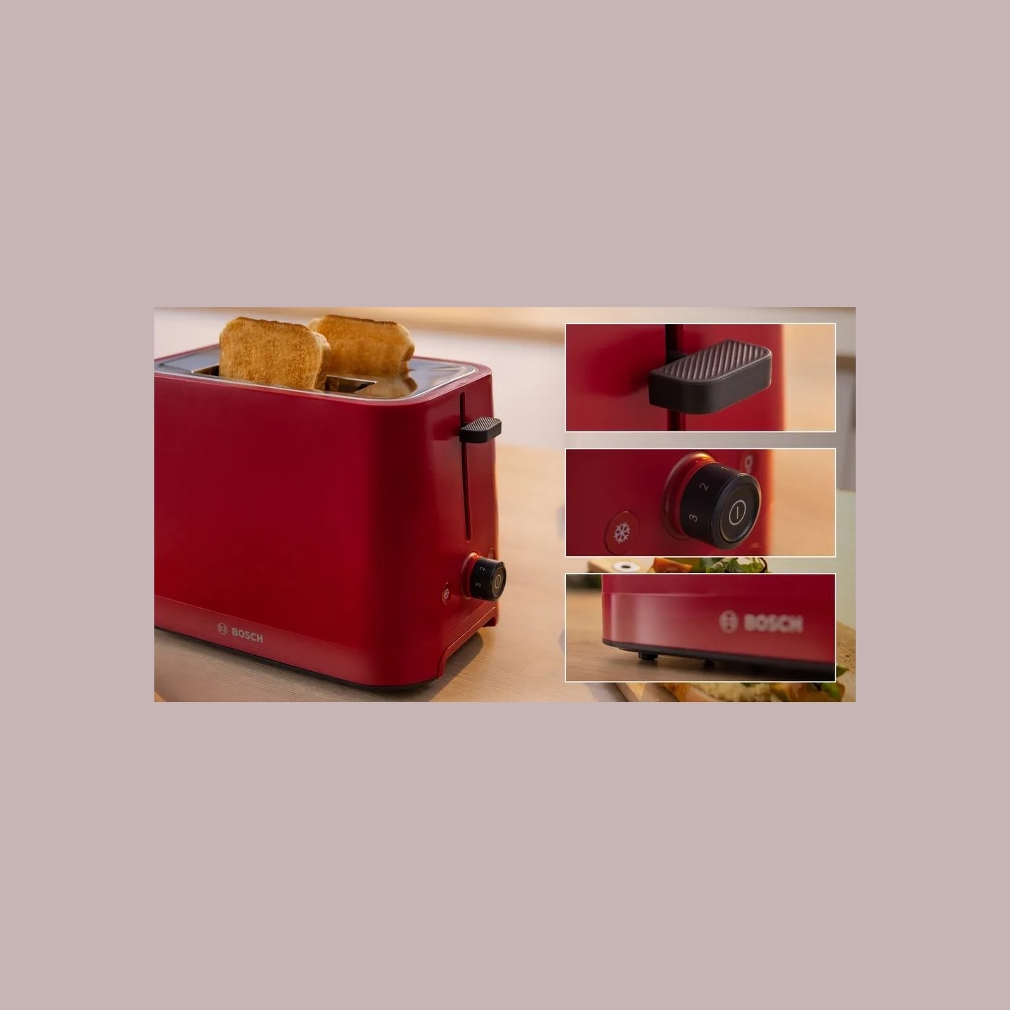 Bosch Compact Toaster | TAT3M124 MyMoment | Number of slots 2 | Housing material Plastic | Red