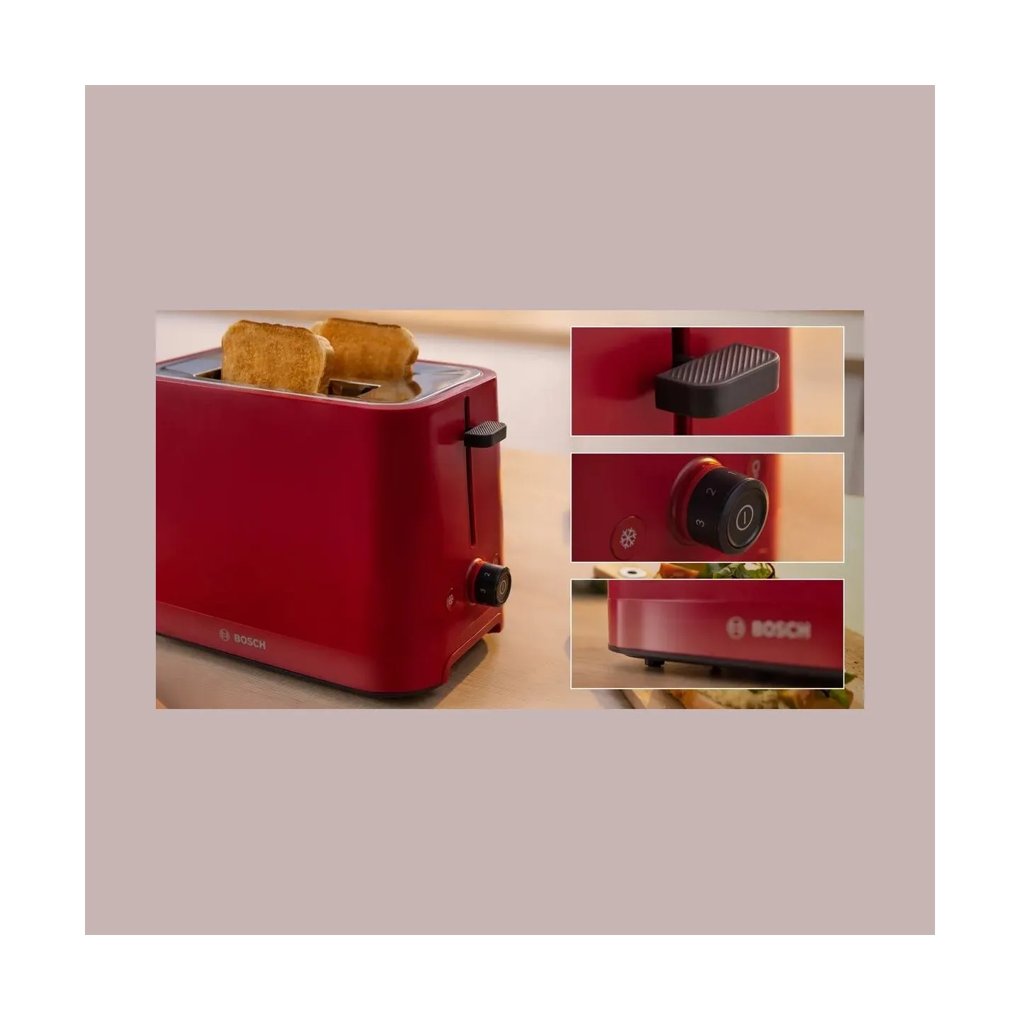 Bosch Compact Toaster | TAT3M124 MyMoment | Number of slots 2 | Housing material Plastic | Red