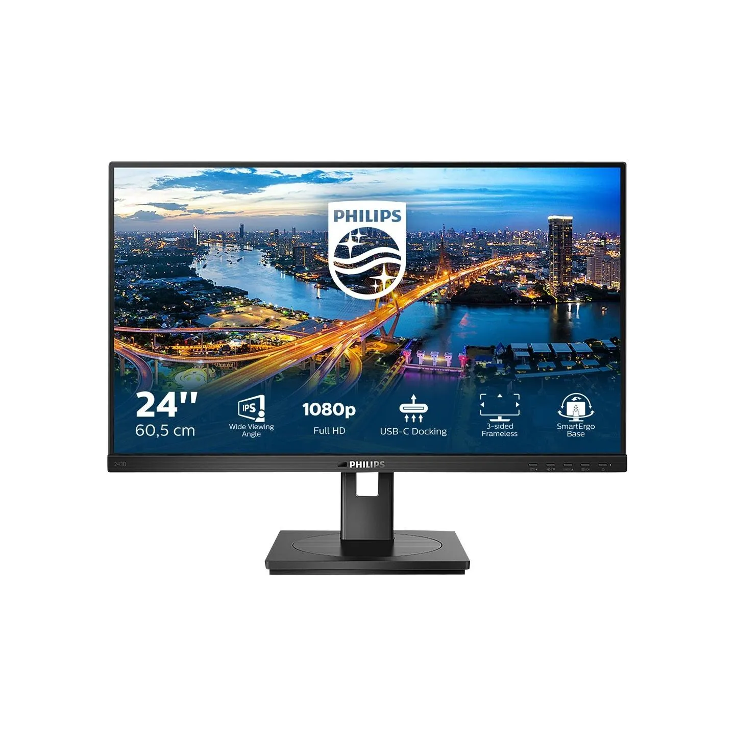Philips | 243B1/00 | 23.8 " | IPS | FHD | 16:9 | 75 Hz | 4 ms | 1920 x 1080 pixels | 250 cd/m² | HDMI ports quantity 1 | Black