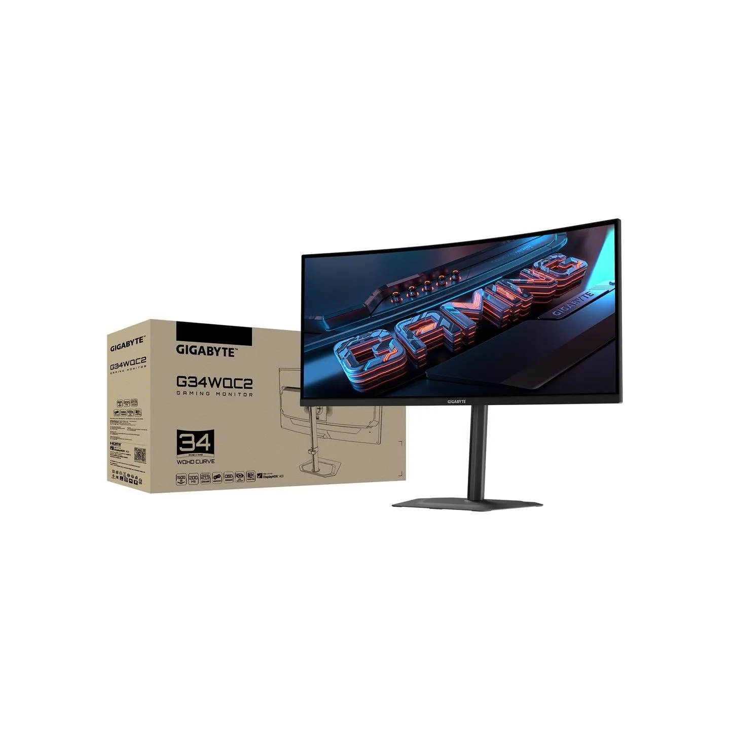 Gigabyte | G34WQC2 EK | 34 " | VA | WQHD | 200 Hz | 1 ms | 3440 x 1440 pixels | 450 cd/m² | HDMI ports quantity 2