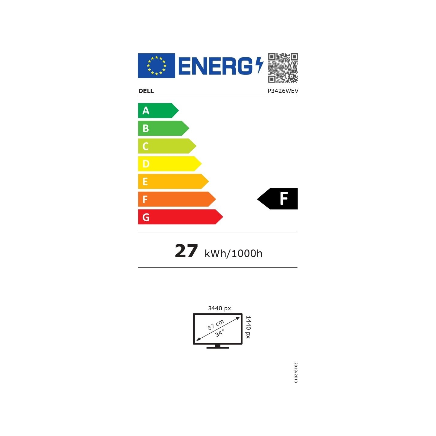 Dell P3426WEV | 34 " | IPS | WQHD | 21:9 | 100 Hz | 5/8 ms | 3440 x 1440 pixels | 350 cd/m²