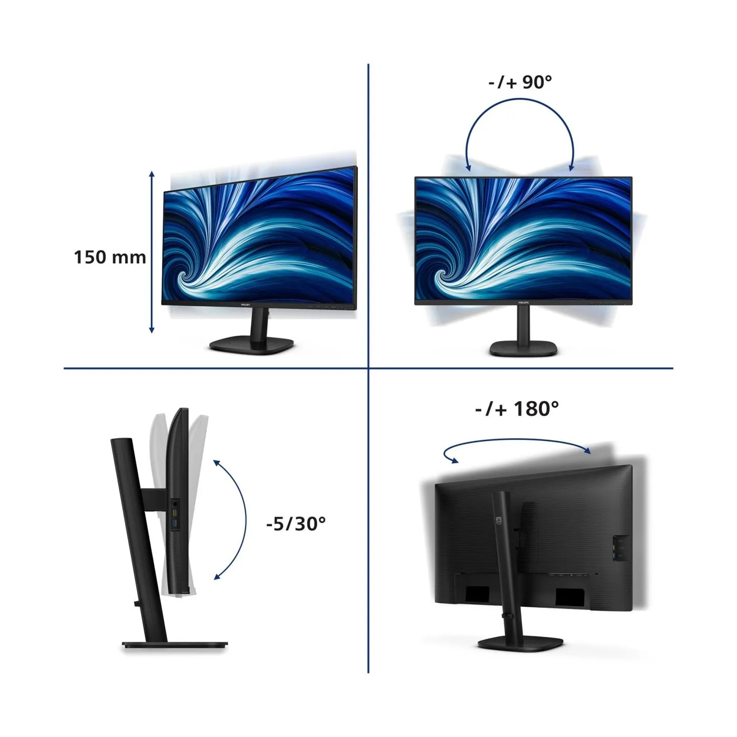 Philips Monitor 27B2N3500J 27 inches IPS 120Hz HDMIx2 DP Pivot Speakers