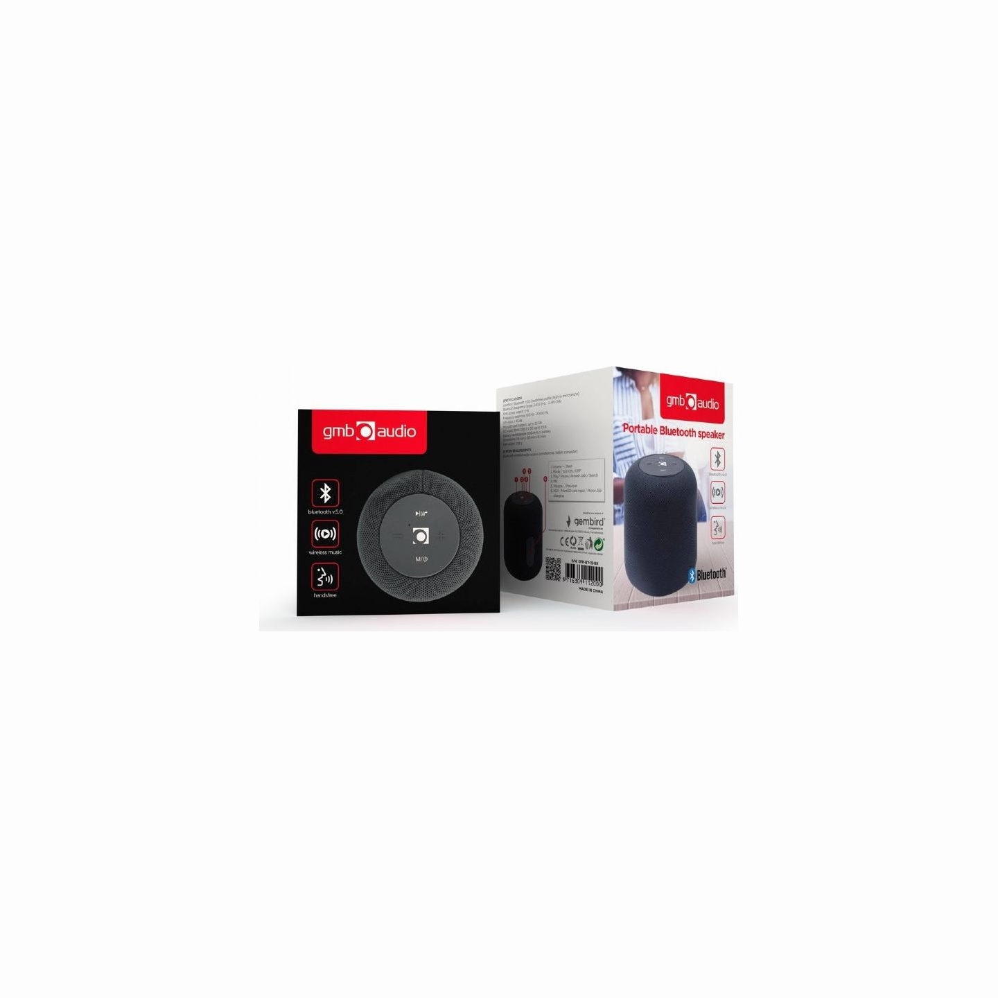 Gembird SPK-BT-15-BK Portable Bluetooth speaker, Wireless, 5 W, 1200 mAh, Black | Gembird