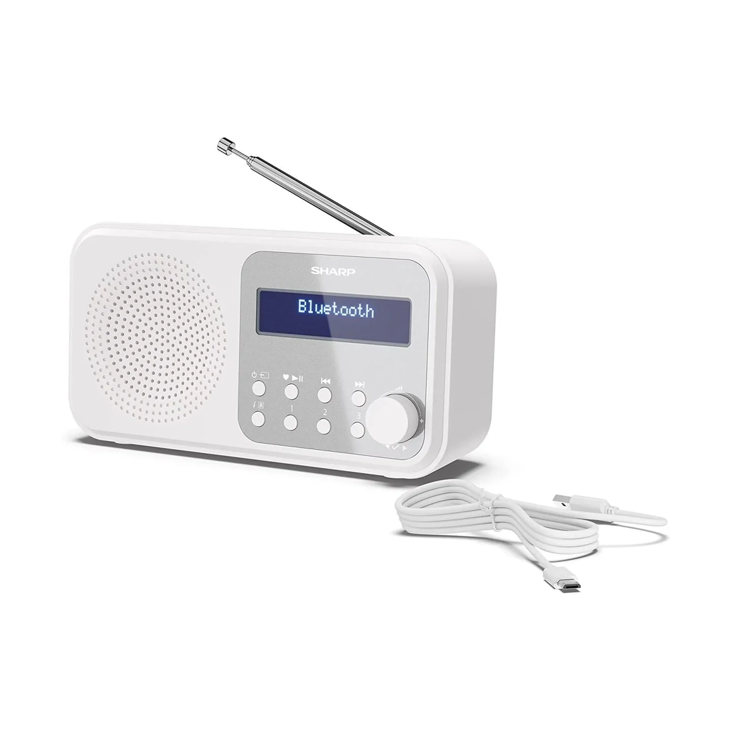 Sharp DR-P420(WH) Tokyo Portable Digital Radio, FM/DAB/DAB+, Bluetooth 5.0, USB or Battery Powered, Snowy White | Sharp | Tokyo 