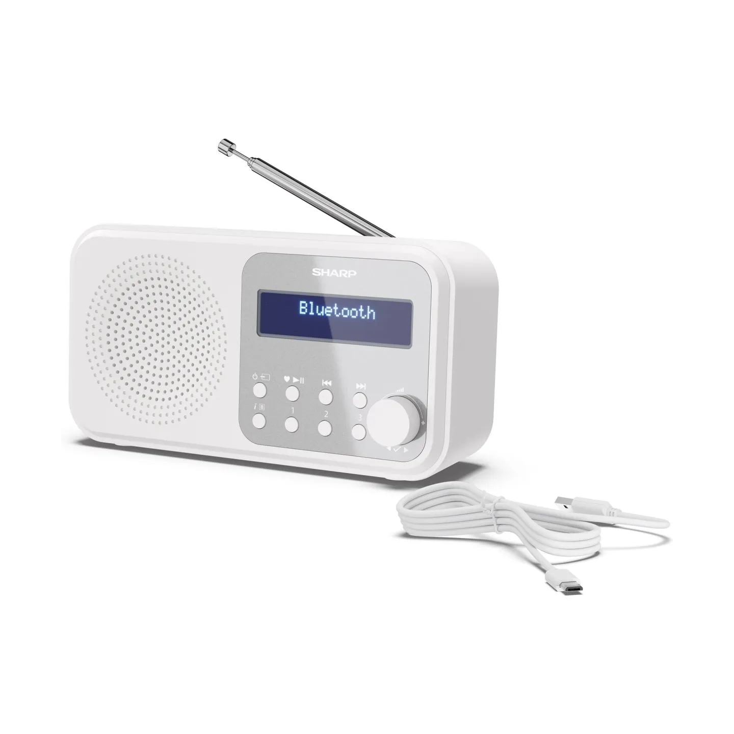 Sharp DR-P420(WH) Tokyo Portable Digital Radio, FM/DAB/DAB+, Bluetooth 5.0, USB or Battery Powered, Snowy White | Sharp | Tokyo 