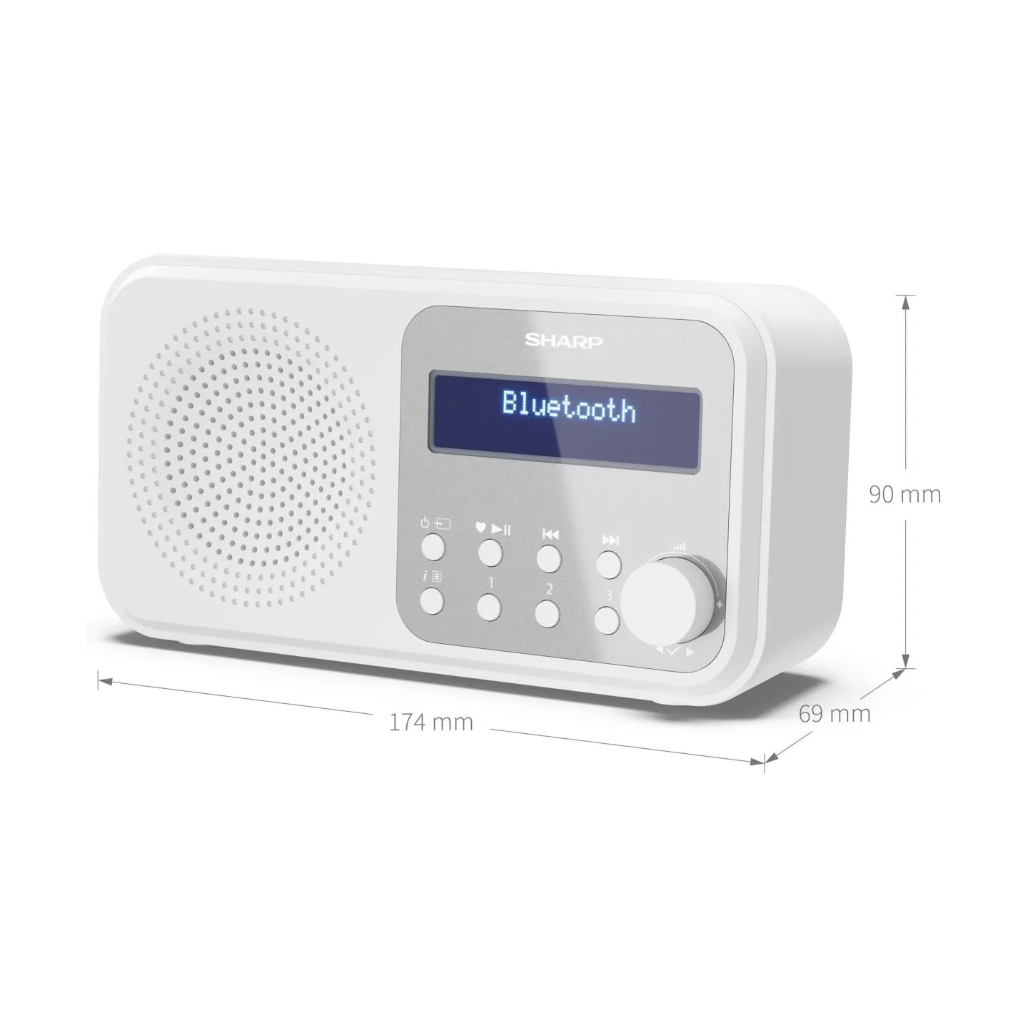 Sharp DR-P420(WH) Tokyo Portable Digital Radio, FM/DAB/DAB+, Bluetooth 5.0, USB or Battery Powered, Snowy White | Sharp | Tokyo 