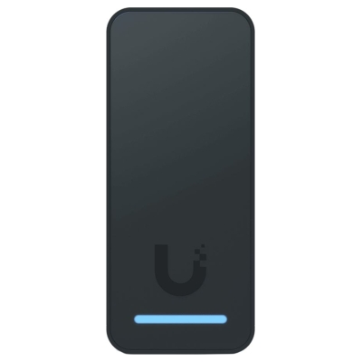 Ubiquiti Compact, second-generation NFC card reader and request-to-exit device that supports hand-wave door unlocking.