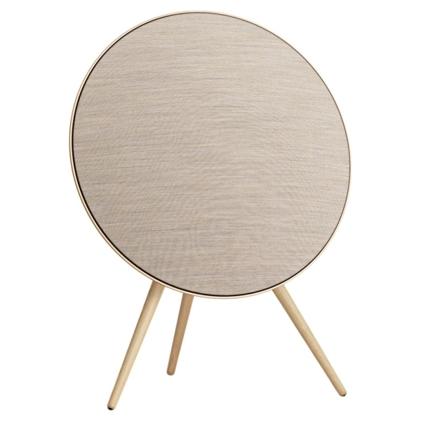Bang & Olufsen Beosound A9 5th Gen Speaker Gold Tone (Back Sand/Cover Golden/Legs White Oak)