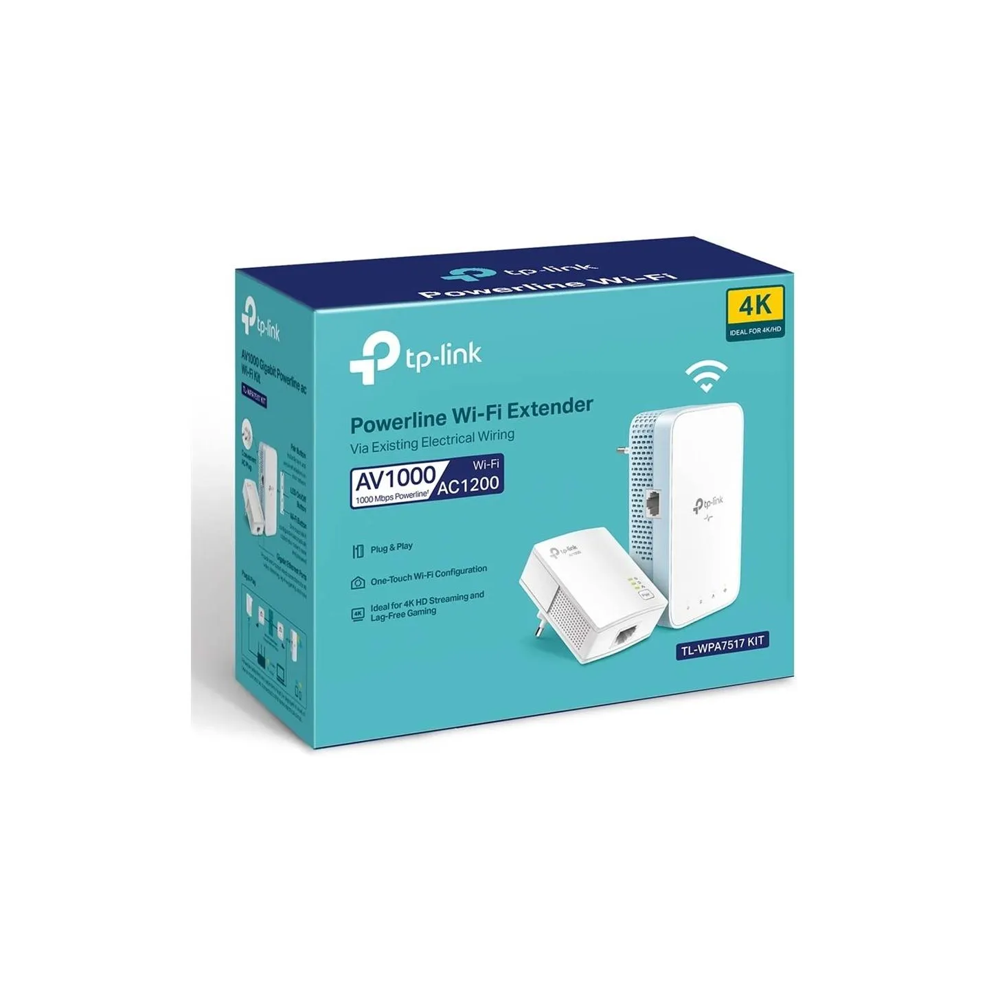 Tp-Link | Gigabit Powerline Kit | TL-WPA7517 | 10/100/1000 Mbit/s | Ethernet LAN (RJ-45) ports 1+1 | 802.11ac | 2GHz/5GHz | Wi-F