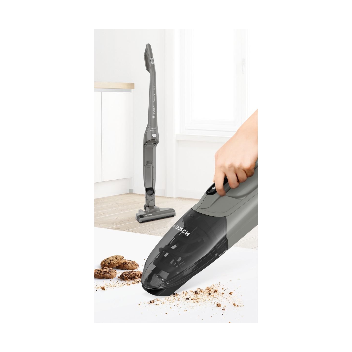 Bosch | Vacuum cleaner | Readyy'y Serie 2 BBHF214G | Cordless operating | Handstick and Handheld | - W | 14.4 V | Operating time