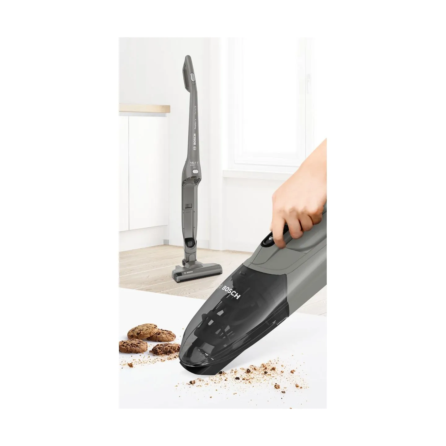 Bosch | Vacuum cleaner | Readyy'y Serie 2 BBHF214G | Cordless operating | Handstick and Handheld | - W | 14.4 V | Operating time