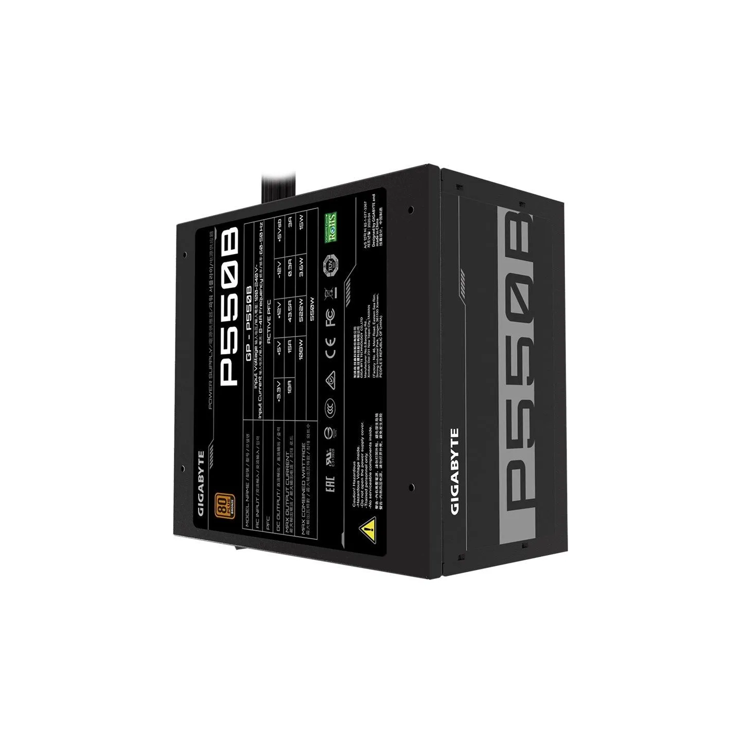 Gigabyte | GP-P550B | 550 W | 80 PLUS Bronze certified