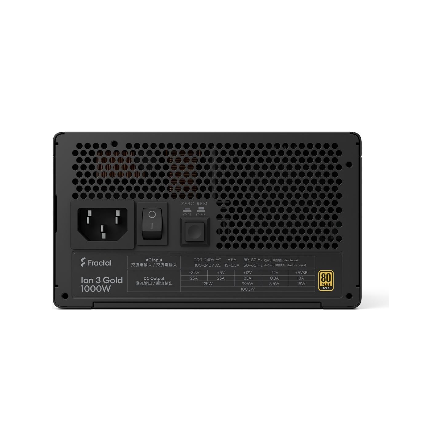 Fractal Design Power Supply, Black | Ion 3 Gold | 1000 W