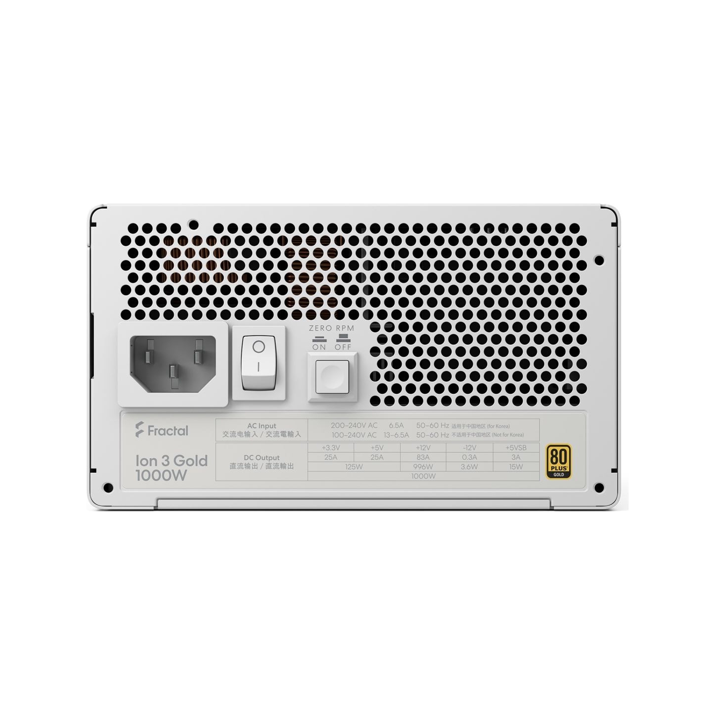 Fractal Design Power Supply, White | Ion 3 Gold | 1000 W