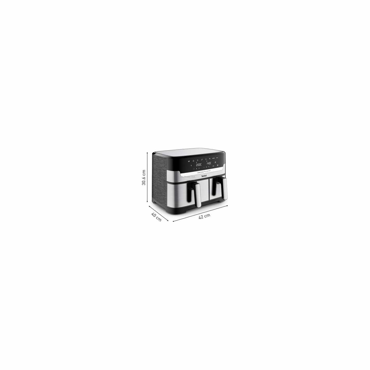 Tefal Fryer | EY905D10 | Capacity 5.2+3.1 L | Hot air technology | Stainless Steel/Black