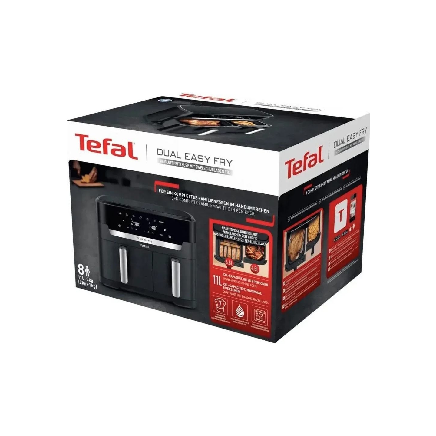 Tefal | Air Fryer | EY942HE0 Easy Fry Dual XXL | Power 2700 W | Capacity 11 L | Black